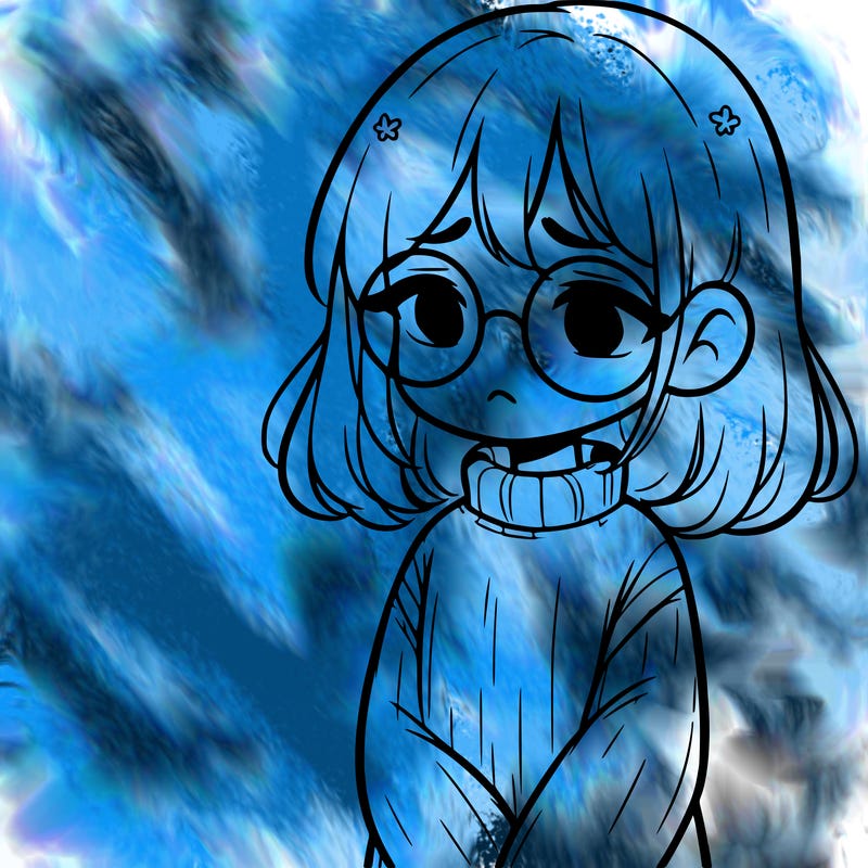 sad girl with glasses in a sweater