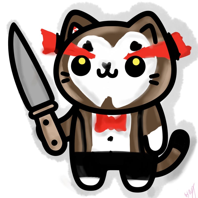 cat with a knife