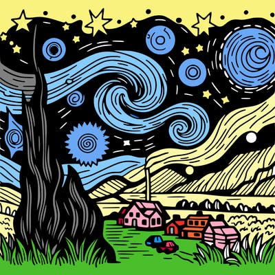 starry night van gogh realistic