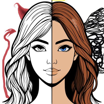 realistic girl, split