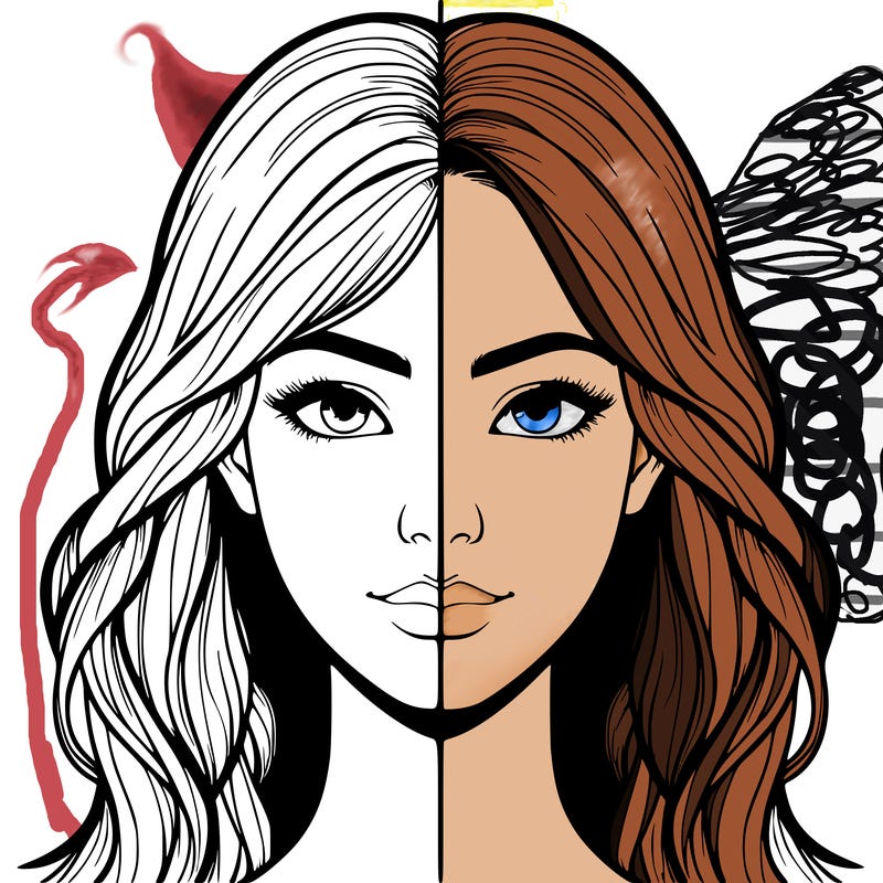 realistic girl, split