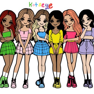 a group of girls realistic