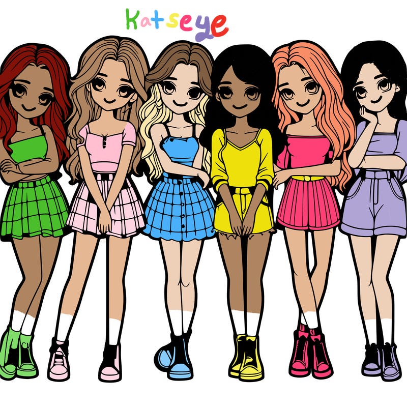 a group of girls realistic