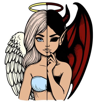 realistic angel half demon