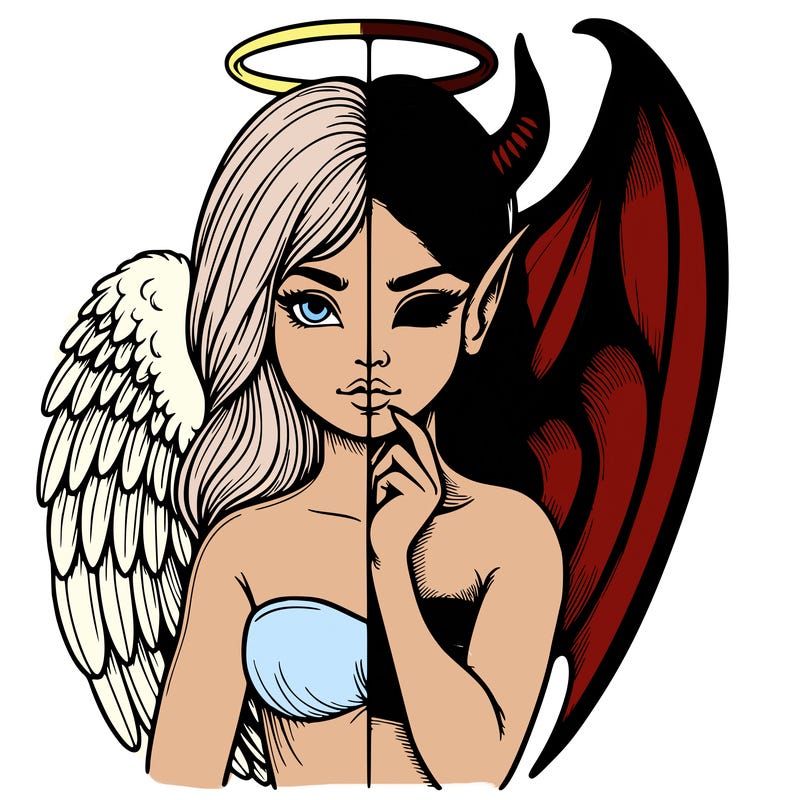 realistic angel half demon