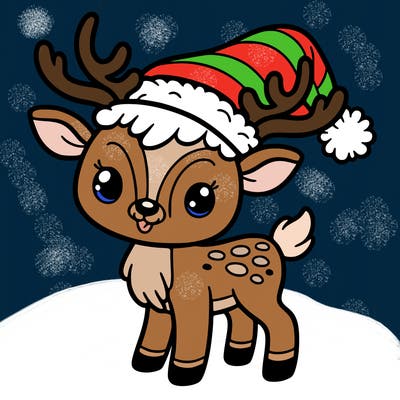 christmas reindeer with santa hat
