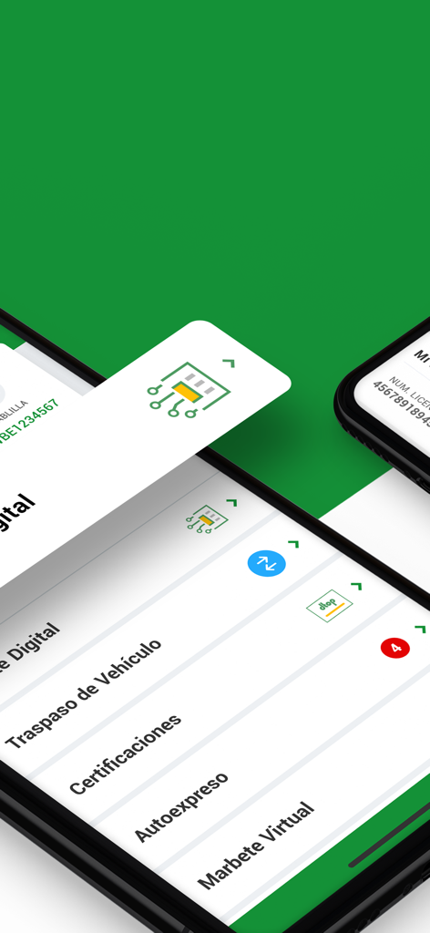 CESCO Digital mobile app interface showing menu options for vehicle transfer and certifications