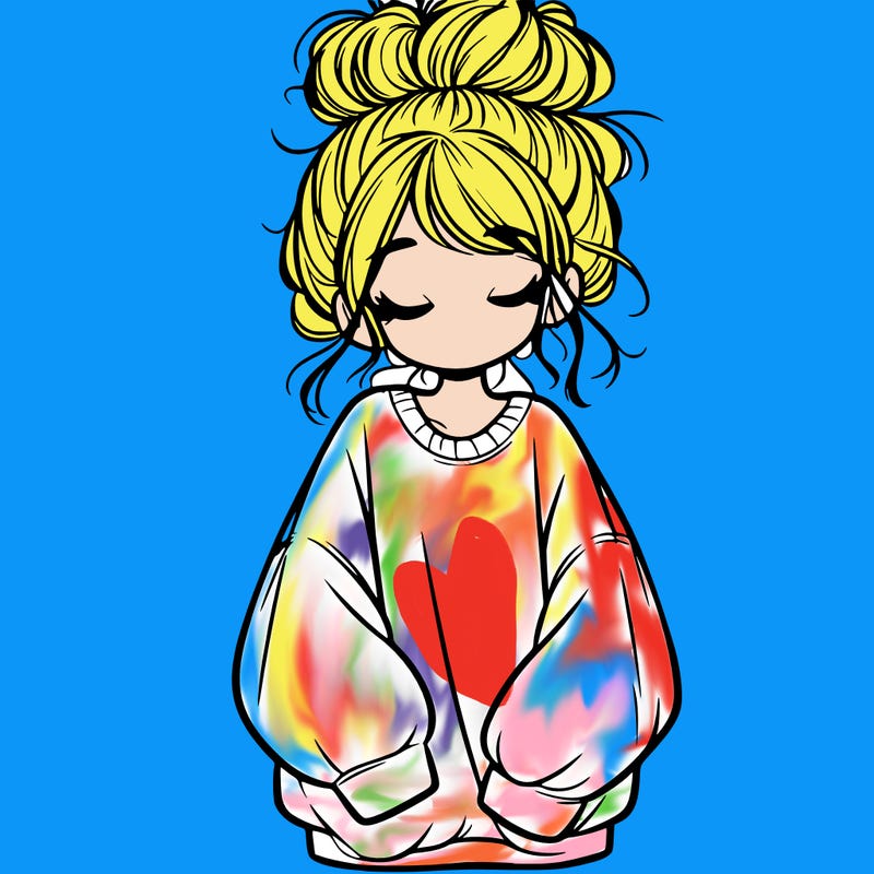 girl with baggy sweatshirt and messy bun