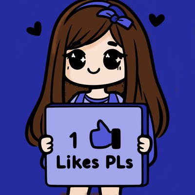 girl holding a sign saying 10 likes pls