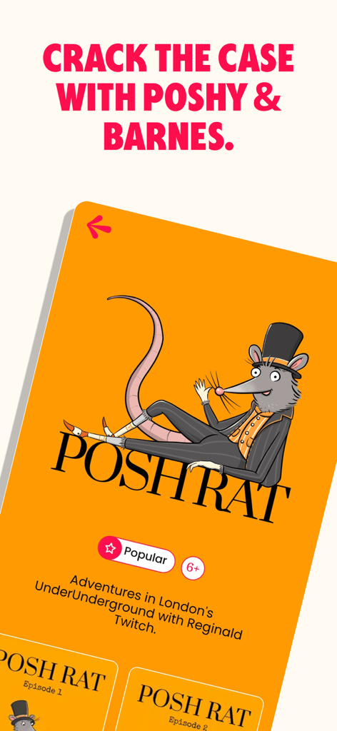 Posh Rat detective character Reginald Twitch in the Sooper Books kids audiobook app