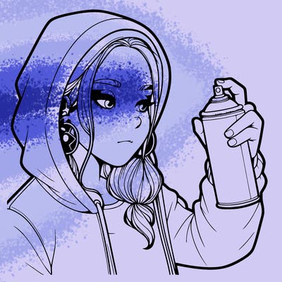 a realistic girl, spray painting