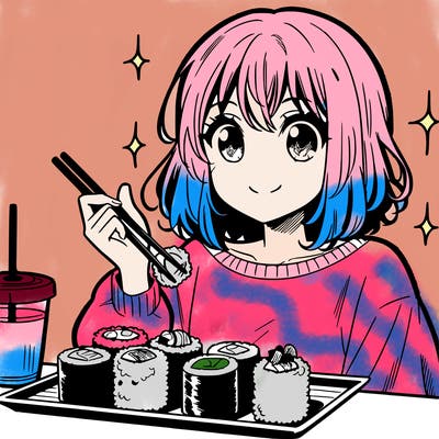 manga girl who loves sushi