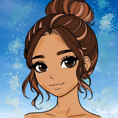 realistic pretty girl with hair in bun