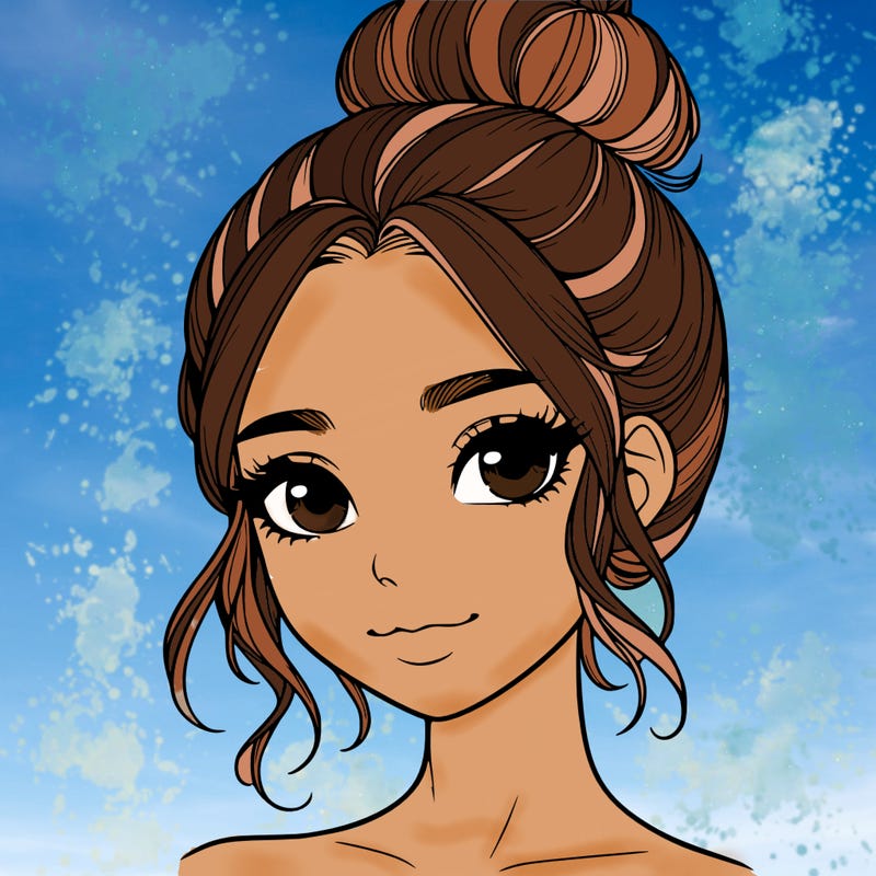 realistic pretty girl with hair in bun