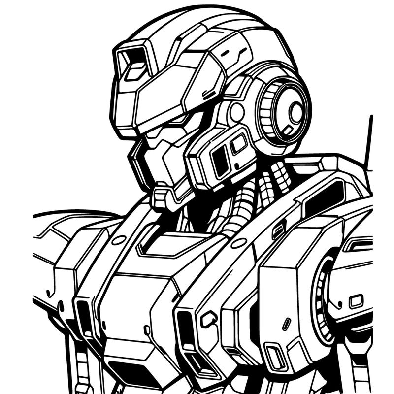 mecha with a futuristic helmet.