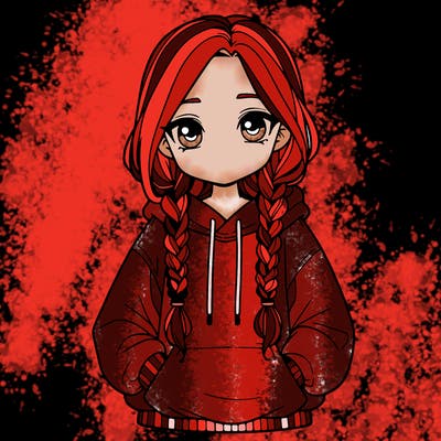 a realistic girl with a oversized hoodie and she has braids