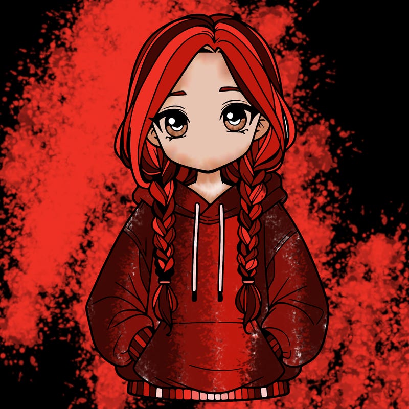 a realistic girl with a oversized hoodie and she has braids