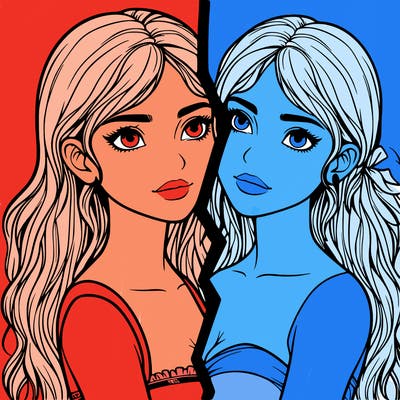 split realistic girl