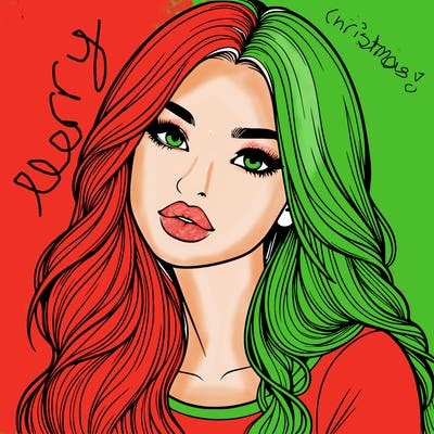 realistic girl with hair on her hair and lips