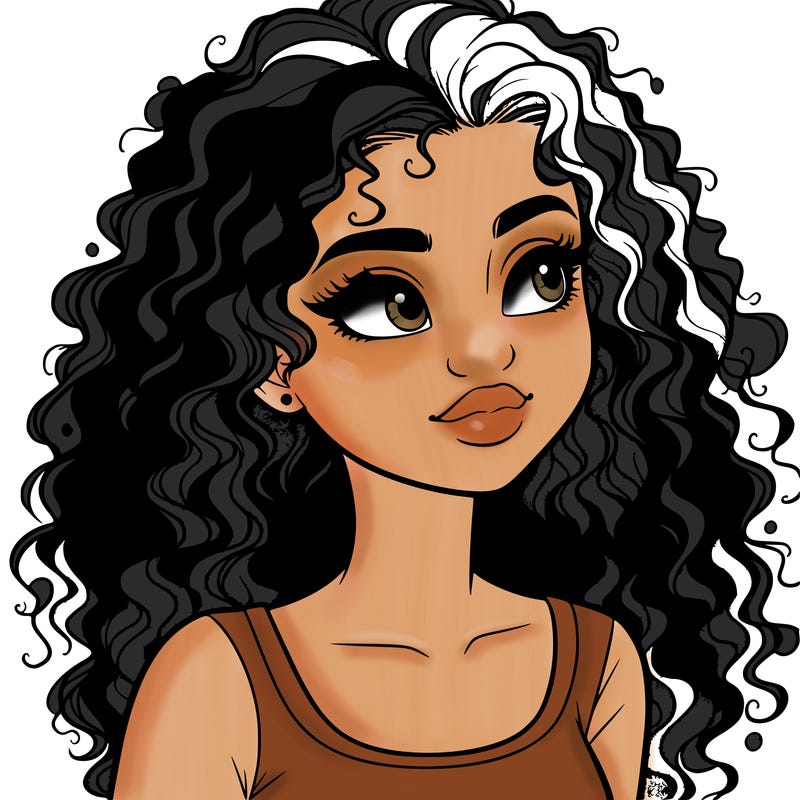 realistic girl with curly hair