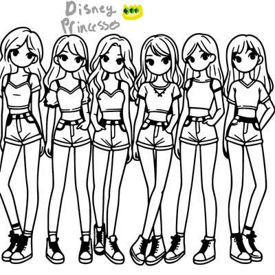 a group of girls wearing crop tops and shorts