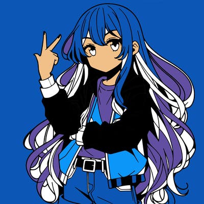 one anime girl with long hair and a cool pose