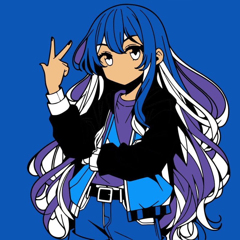 one anime girl with long hair and a cool pose
