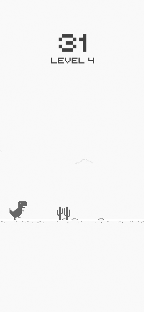 Chrome Dino Run - 8ビットゲーム「Chrome Dino Run」で砂漠を走り、サボテンを避けるピクセル恐竜