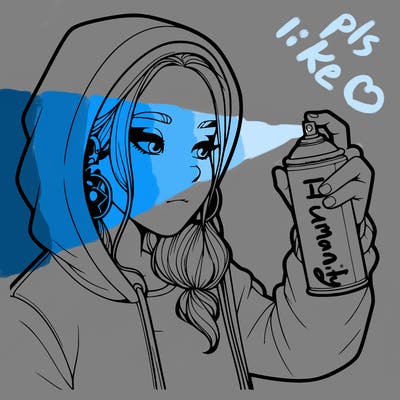 a realistic girl, spray painting