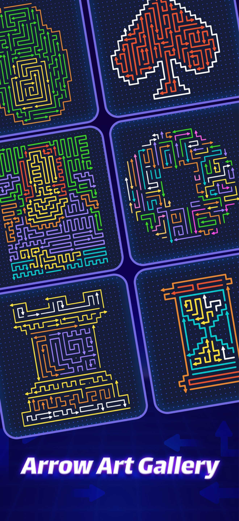 Arrow Game: Color Escape - Níveis de quebra-cabeça de setas de neon minimalistas na Galeria de Arte de Flechas.