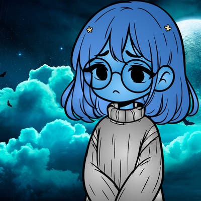 sad girl with glasses in a sweater