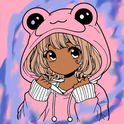 a cute teenage girl wearing a frog hoodie