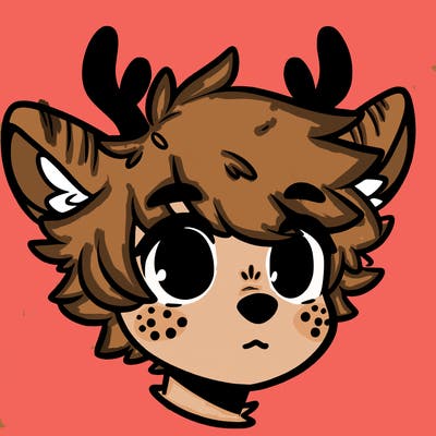 a humanoid deer with soft fluffy ears