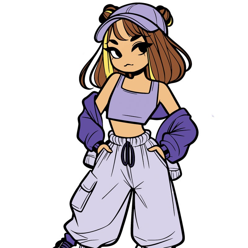 girl in crop top and baggy pants