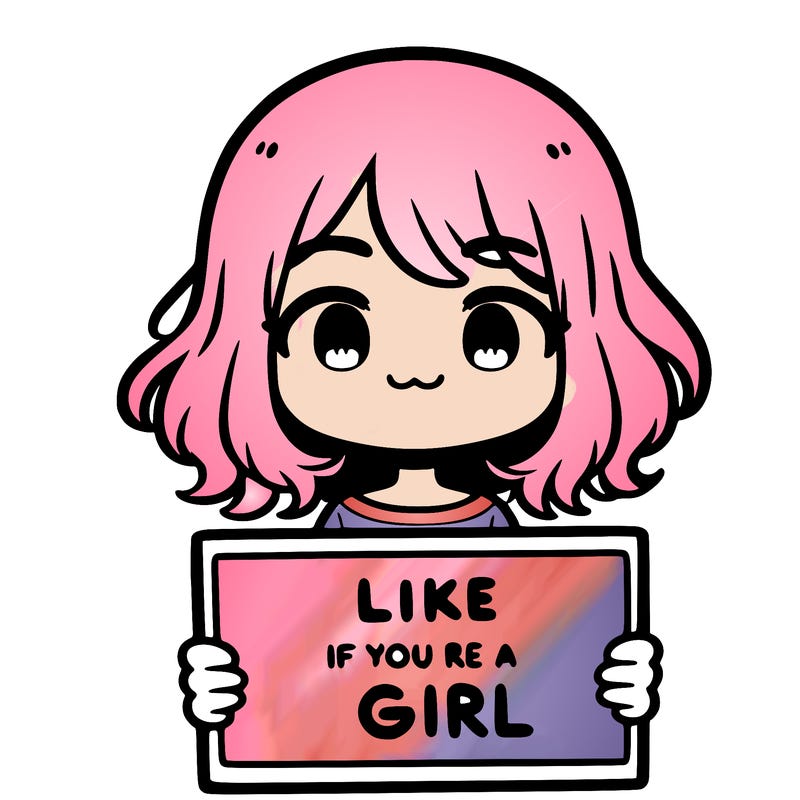 a cute girl holding a sign that says like if you’re a girl