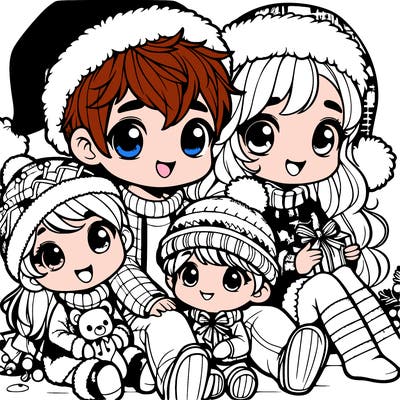 a cute family on christmas very realistic