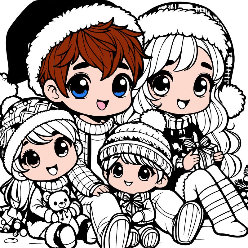 a cute family on christmas very realistic