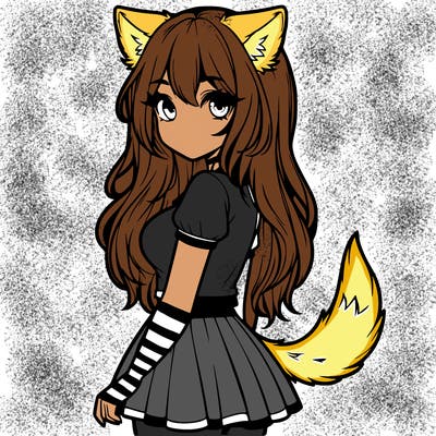 realistic girl with wolf ears and a tail
