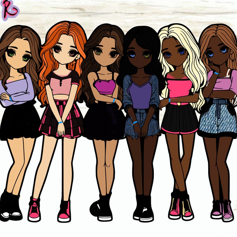 a group of girls realistic