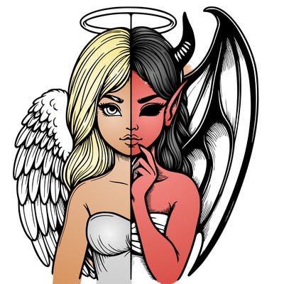 realistic angel half demon