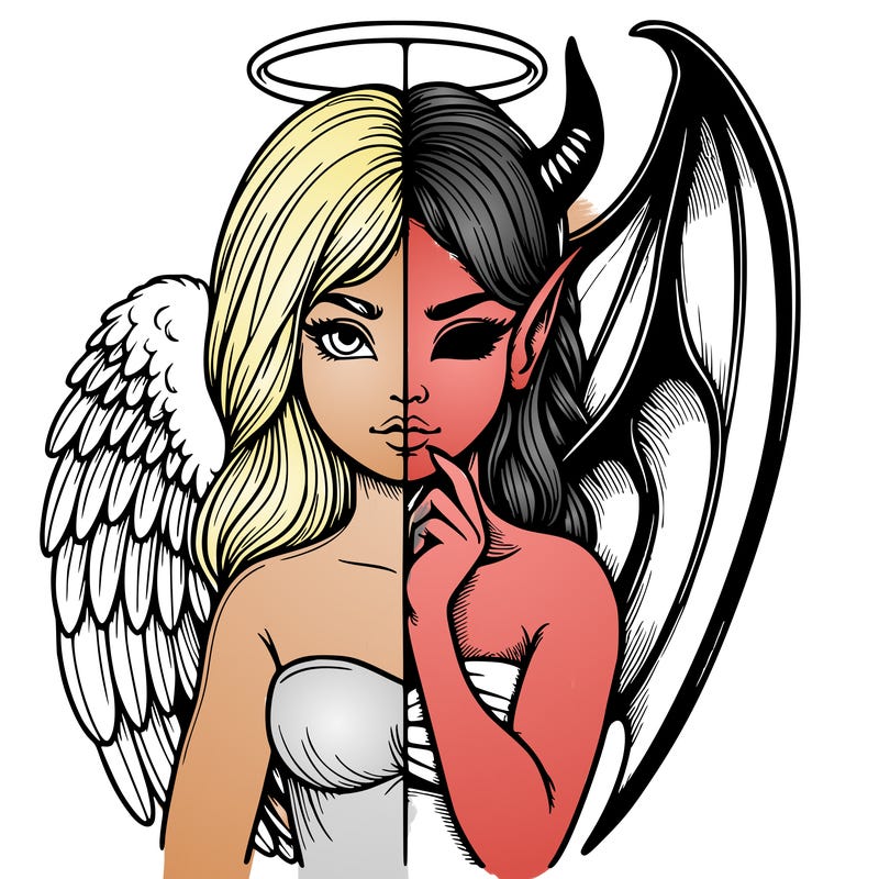 realistic angel half demon