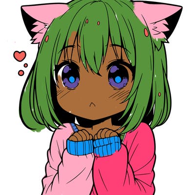 shy anime catgirl