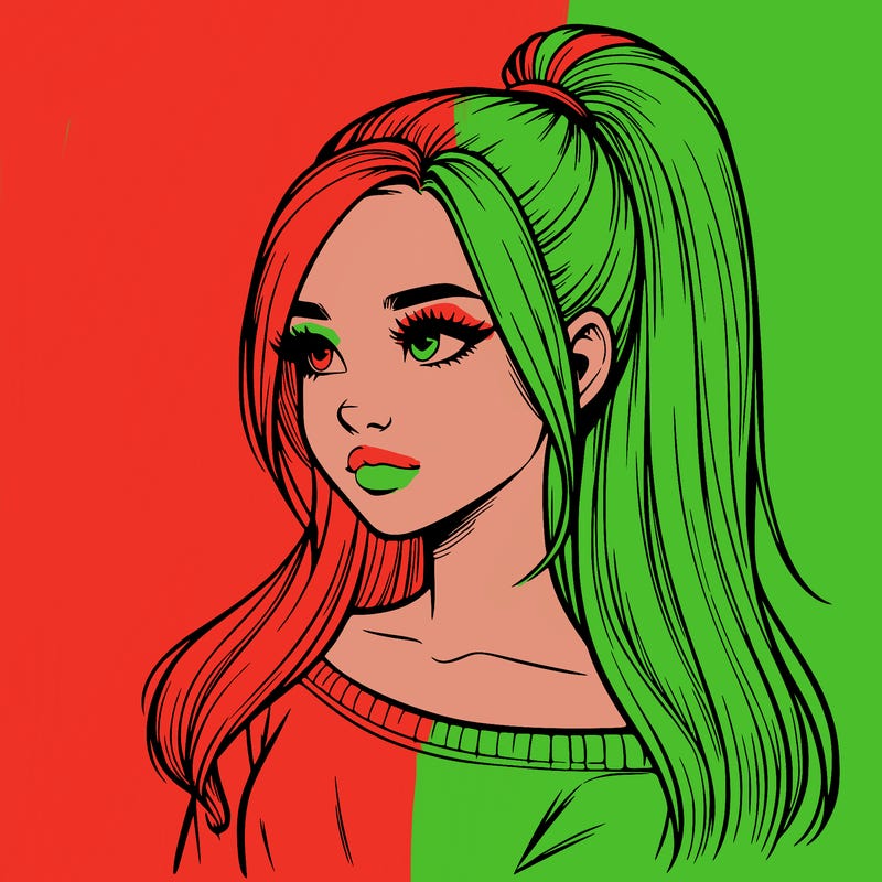 realistic girl with a high ponytail