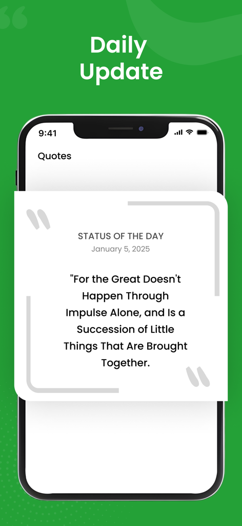 Status Saver - Status Download - App interface showing a daily inspirational quote for social media status updates
