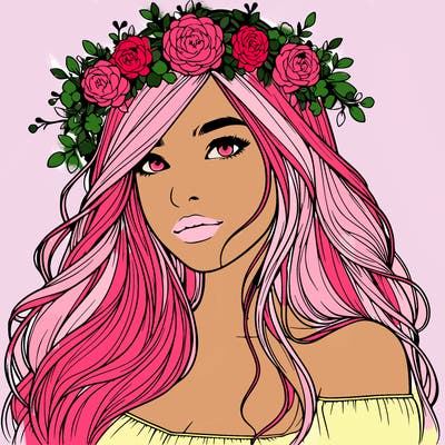realistic girl with flower crown