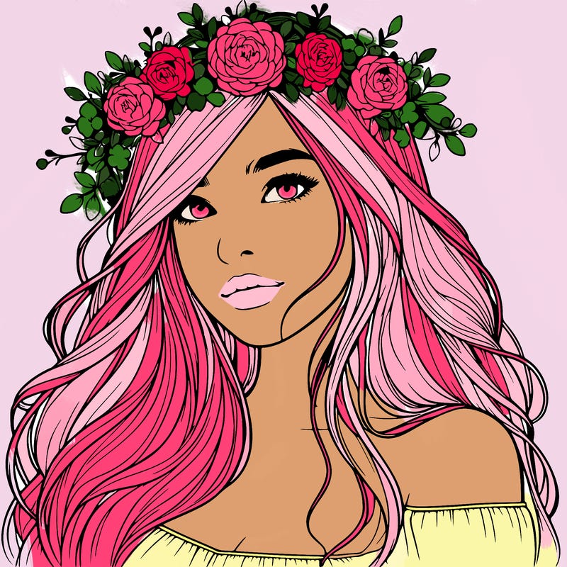 realistic girl with flower crown
