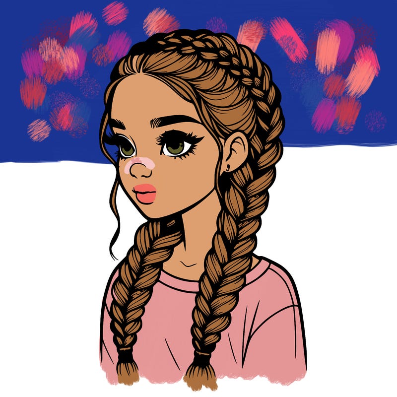 realistic girl with braids