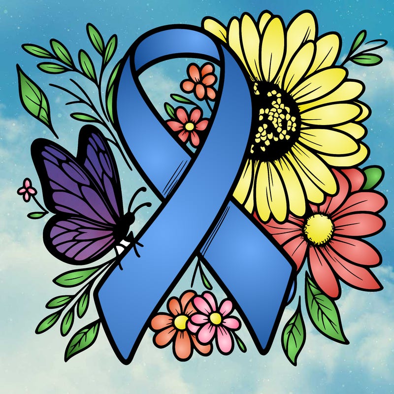cancer awareness symbol with flowers and butterflies
