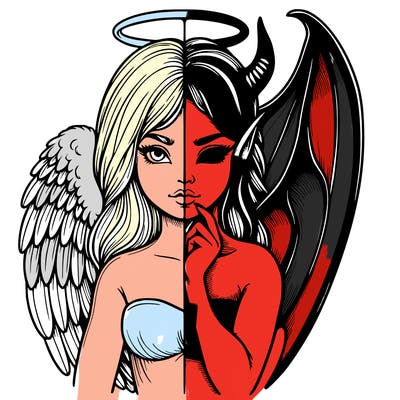 realistic angel half demon