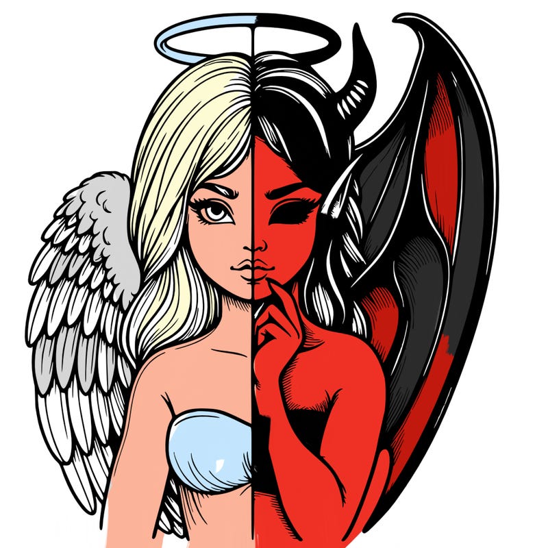 realistic angel half demon